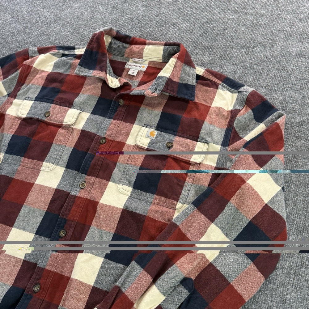 Carhartt Original Fit Flannel Shirt Mens XL Red Blue Heavy Cotton 103348 412